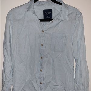 American Eagle light blue button down shirt